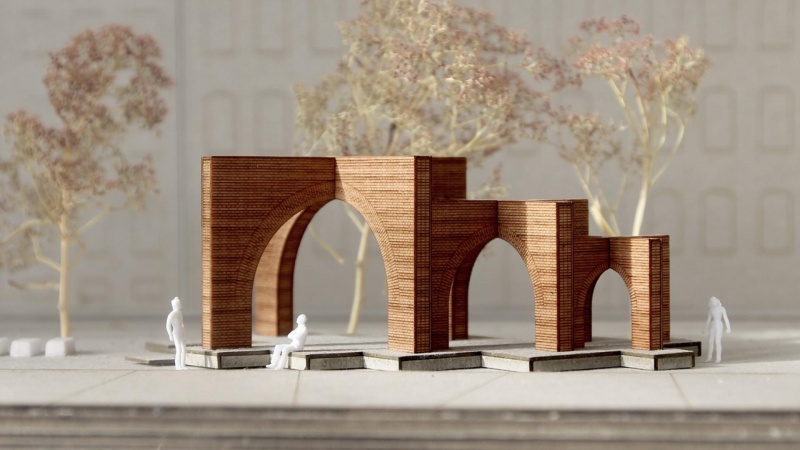 Arkitekturåret 2023: Hylder tegl i midlertidig pavillon