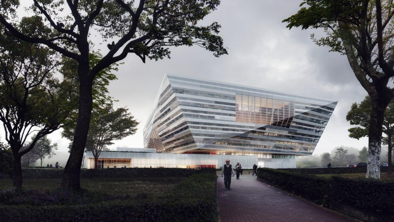 Spaden er sat i jorden til SHL's kæmpebibliotek i Shanghai